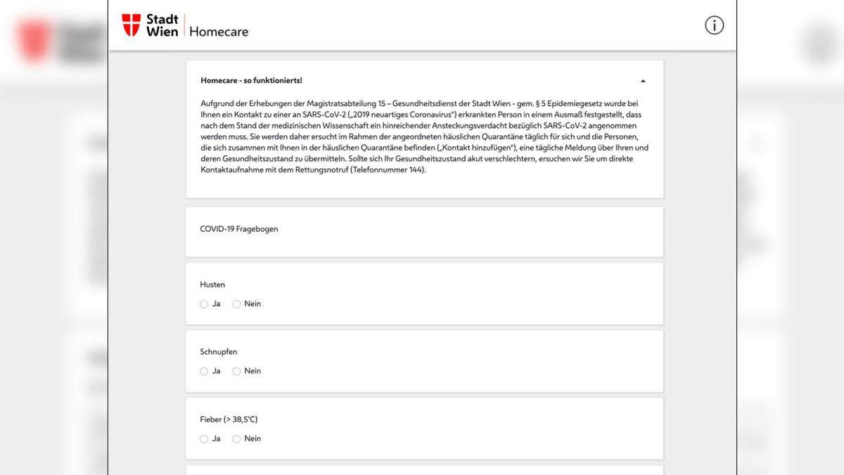 Husten? Schnupfen? Fieber? Wiener Quarantäne-Patienten geben ihre Symptome per App weiter. 