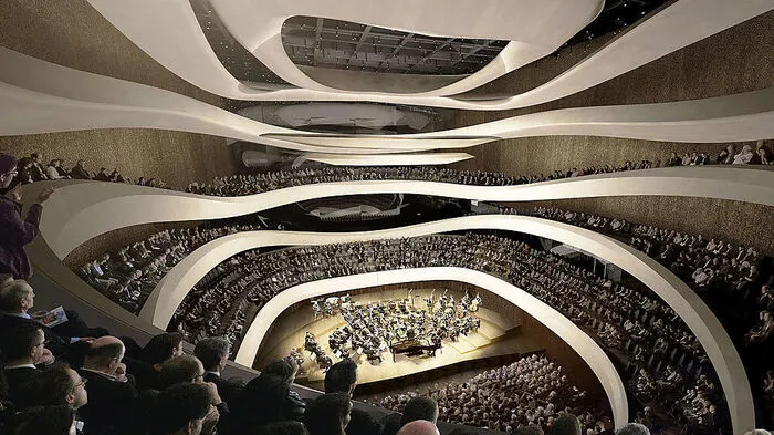 Perfekt Akustik und Stadionatmosphäre: Das will Architekt Thomas Pucher in seiner Konzerthalle in Warschau kombinieren