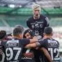 VIENNA,AUSTRIA,10.SEP.22 - SOCCER - ADMIRAL Bundesliga, SK Rapid Wien vs Wolfsberger AC. Image shows the rejoicing of WAC.
Photo: GEPA pictures/ David Bitzan