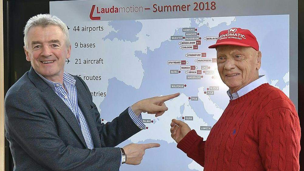 Ryanair-Chef Michael O'Leary und Niki Lauda