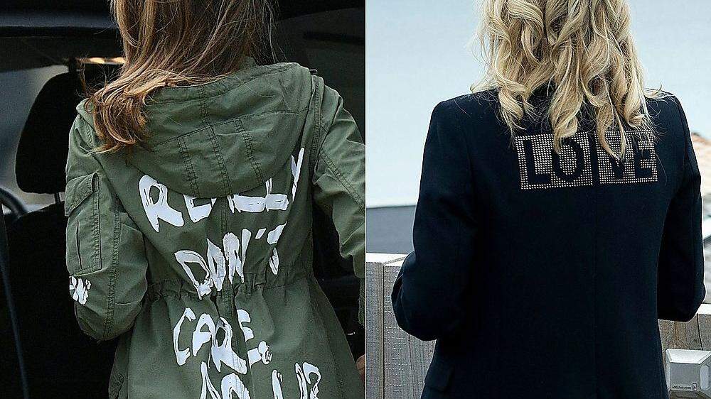 Melania Trump und Jill Biden  -  beide trugen Jacken mit Statements, aber mit unterschiedlicher Botschaft 
