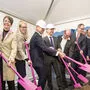 Bundeskanzler Kurz, Vorstandsvorsitzende Herlitschka, die Minister Schramböck und Hofer u.a. beim Spatenstich