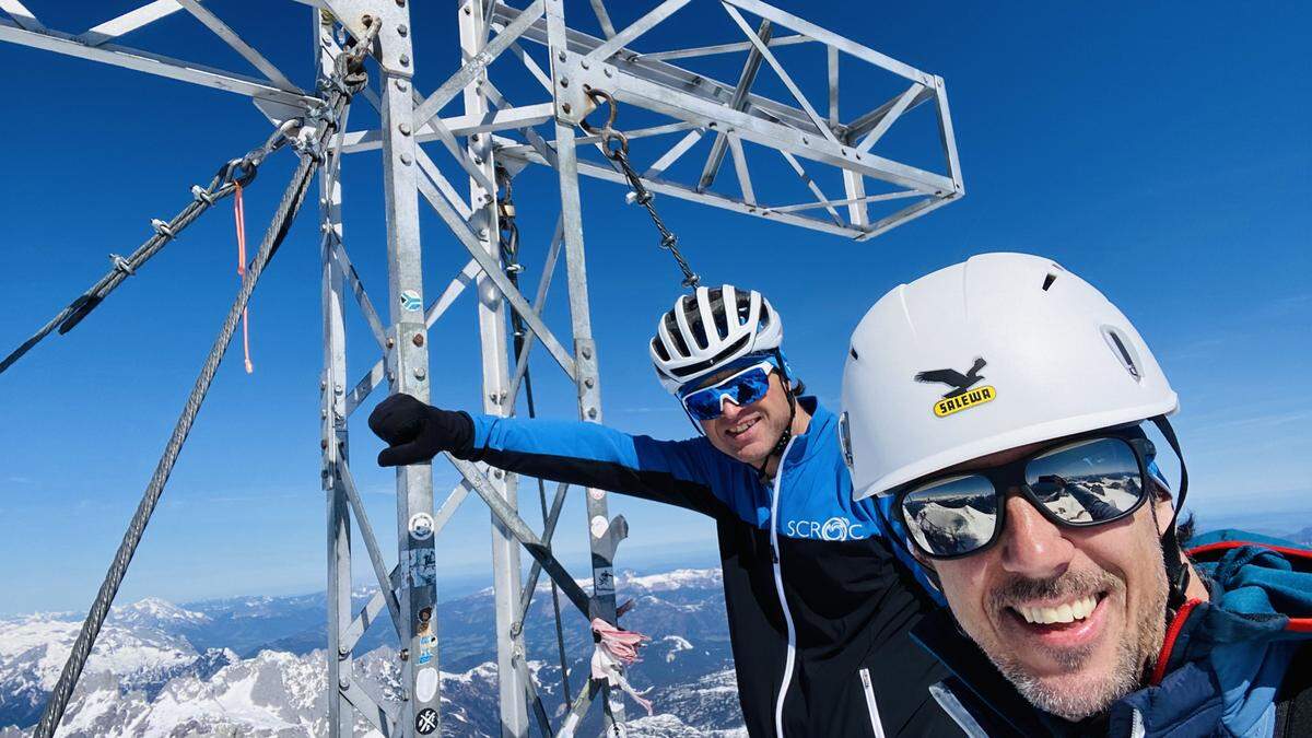 Gipgelstürmer: Christian Kleinhappl und Manfred Glettler bezwangen gemeinsam die höchsten Gipfel Österreichs - hier am Dachstein