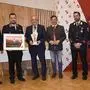 Kommandant-Stellvertreter Armin Eberle, Hanschitz, Alt-Bürgermeister Valentin Blaschitz, Lakounigg, Abschnittsfeuerwehrkommandant Stefan Brodnig und Gemeindefeuerwehrkommandant Franz Roscher (von links)