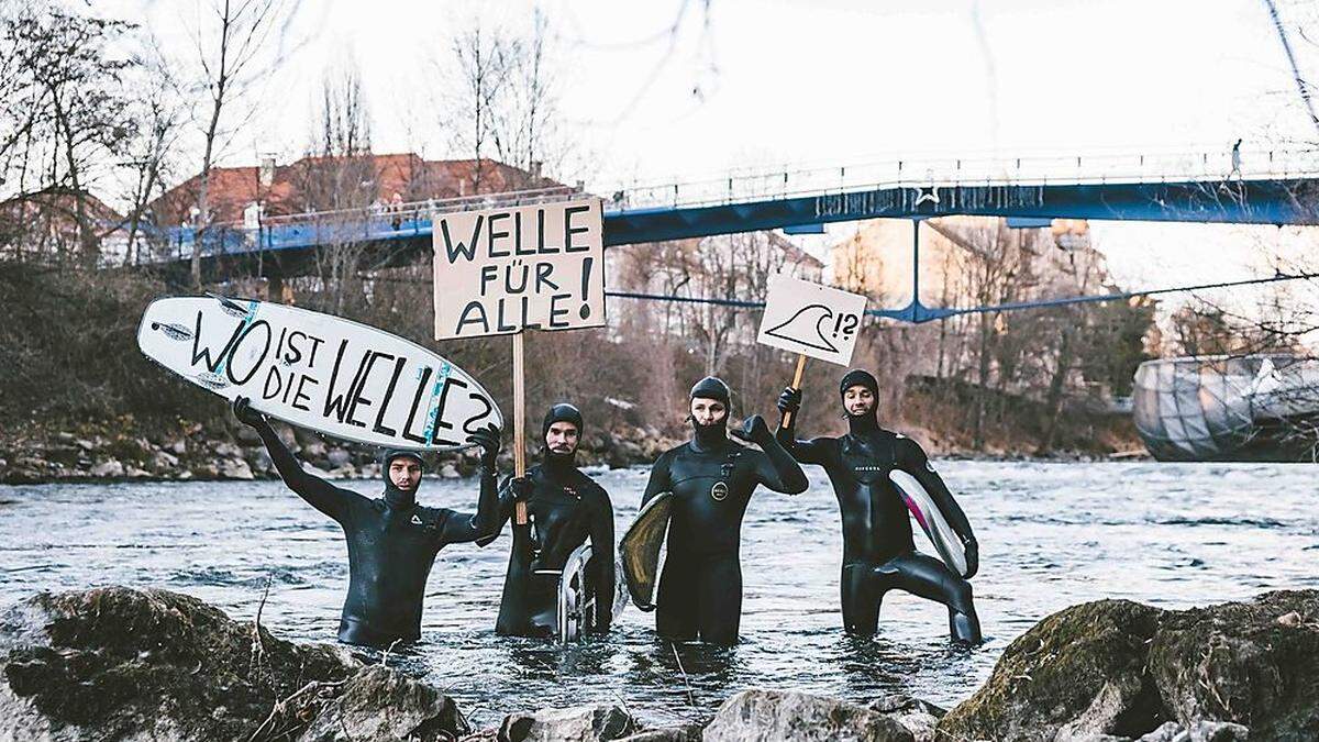 Die Grazer Surfer wollen ihre Welle zurück