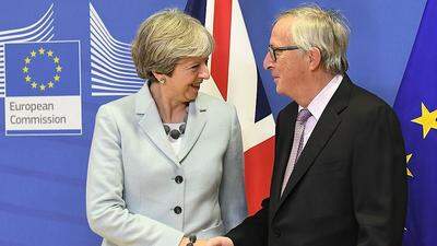 Theresa May und EU-Kommissionspräsident Jean-Claude Juncker heute Früh in Brüssel
