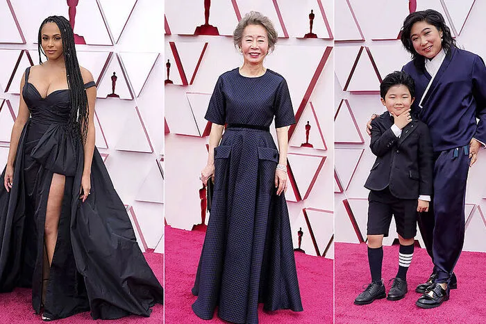 Das kleine oder größere Schwarze geht immer: Nicolette Robinson, Yuh-Jung Youn, Alan S. Kim mit Christina Oh (von links nach rechts)