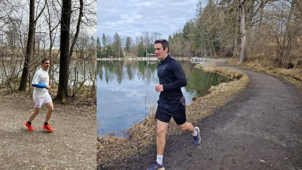 Die Redakteure Jakob Kriegl und Rainer Brinskelle waren gemeinsam im Schlosspark Greißenegg Laufen