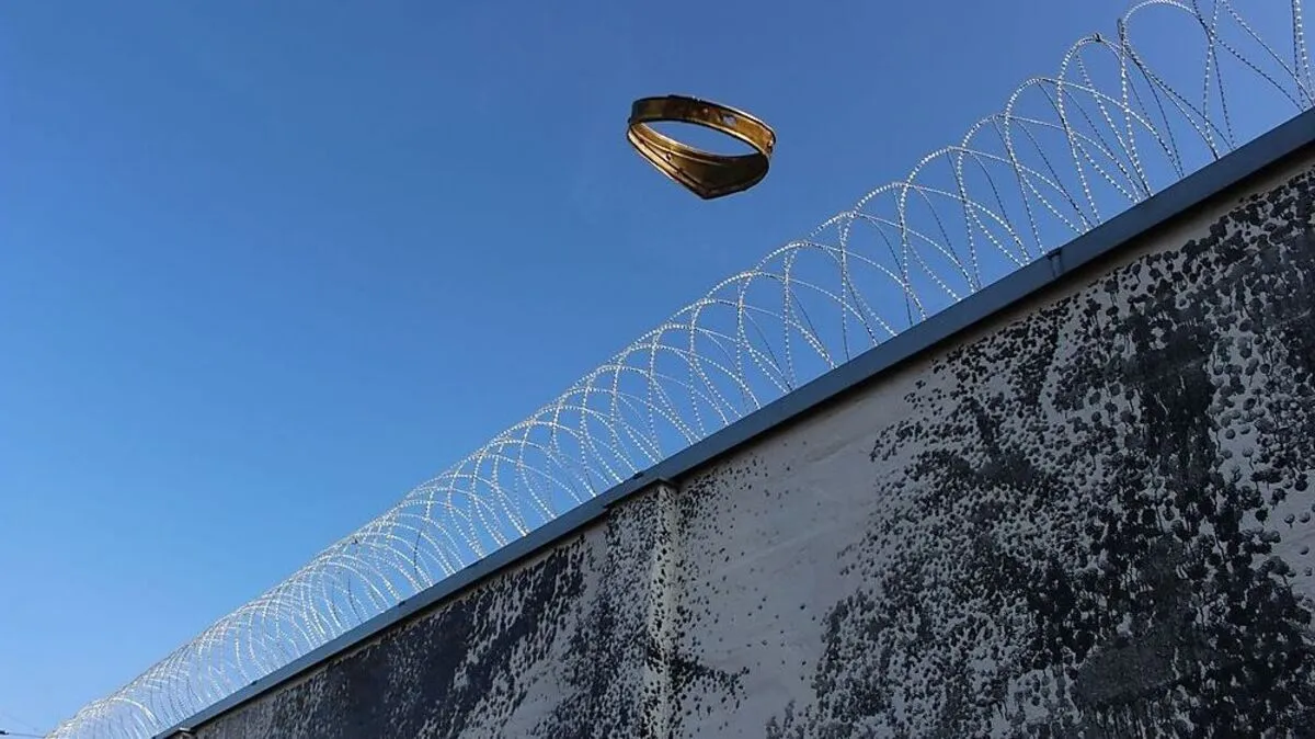 "Häfntheater" nach Nestroy: Eine hohe Mauer trennt Sprecher und Zuhörer voneinander 