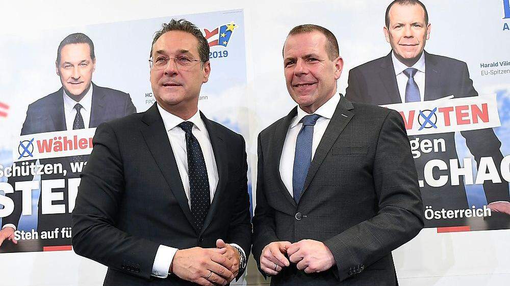 Vizekanzler Heinz-Christian Strache und der Spitzenkandidat der FPÖ bei der EU-Wahl Harald Vilimsky