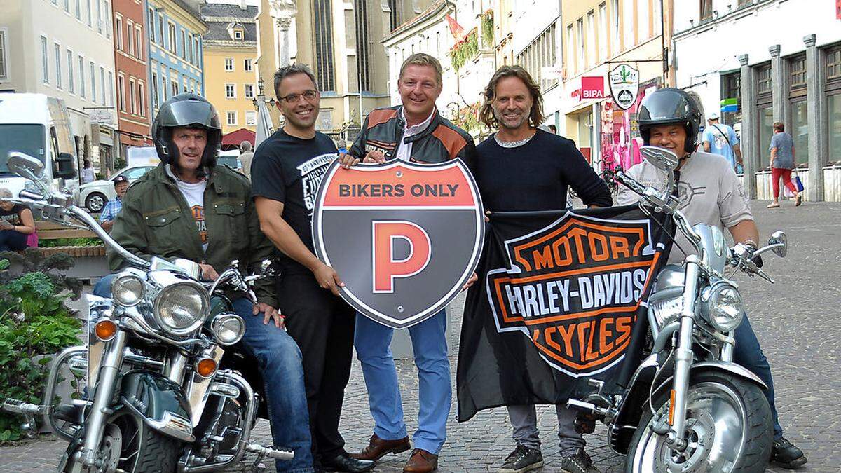 Ab 4. September gibt es wieder die Harley-Parkplätze am Hauptplatz