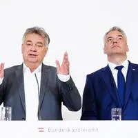  Werner Kogler und  Karl Nehammer  