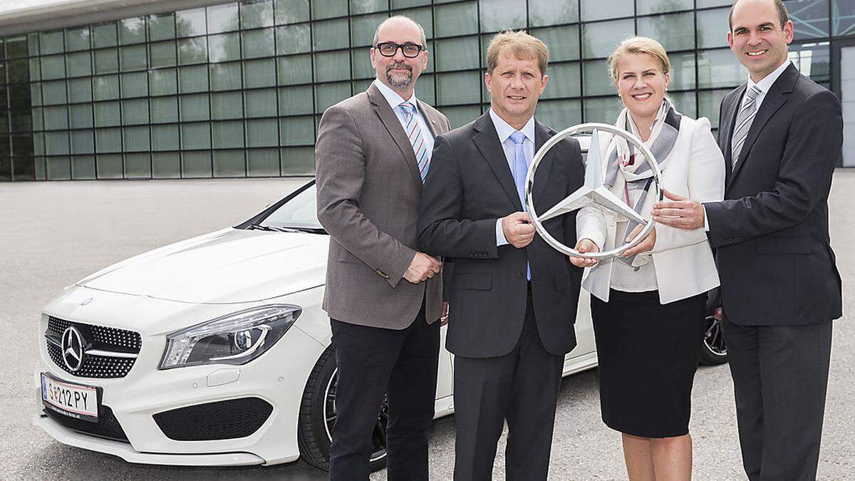 Von links: Erich Ramsauer (Mercedes), Norbert Laure (Kaposi), Corinna Widenmeyer (Mercedes), Peter Jagersberger