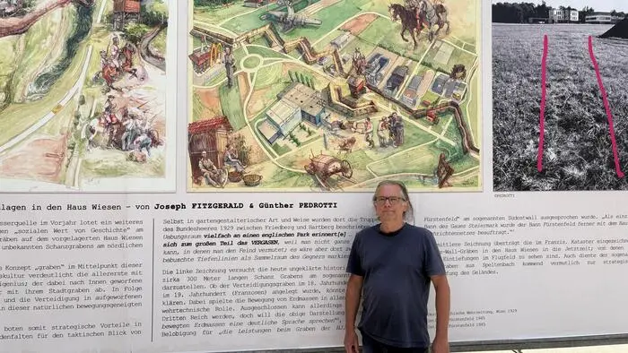 Historische Funde, liebevoll zu neuem Leben erweckt durch Zeichnungen von Pedrottis Künstler-Freund Joseph Schützenhöfer, der bei solchen Projekten gern das Pseudonym „Fitzgerald“ annimmt