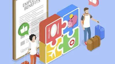 Icons zu Mitarbeitervorteilen mit einem Klemmbrett | In der Belegschaft fehlt oft das Wissen über spezielle Mitarbeiterangebote