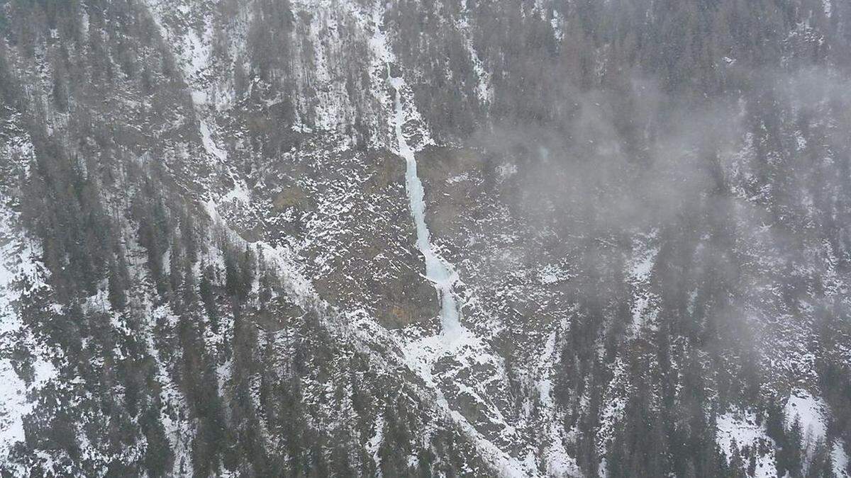 "Pockhorn Kerze" wird der vereiste Wasserfall genannt. Hier geschah am Sonntag das tödliche Unglück