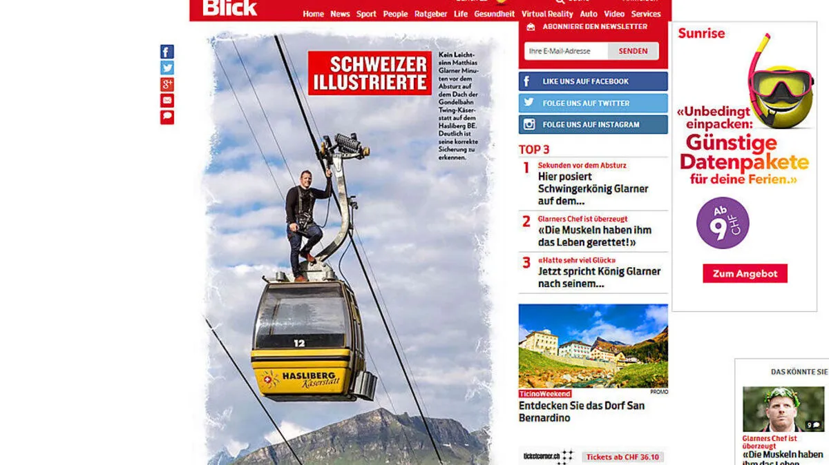 Screenshot von dem exklusiven Foto, dass die "Schweizer Illustrierte" veröffentlichte