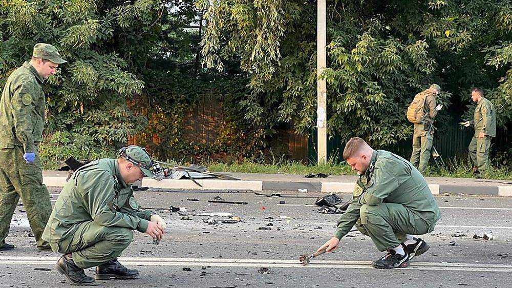Nahe Moskau wird der Ort der Explosion untersucht 