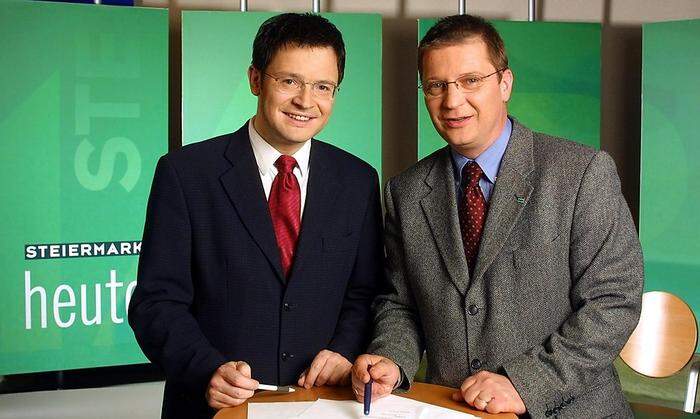2002 präsentierte ORF Steiermark die neuen Moderatoren Franz Neger und Günther Bauer 