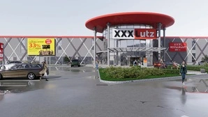 Die Visualisierung von XXXLutz zeigt, wie die neue Niederlassung auf dem ehemaligen Kika-Gelände aussehen dürfte