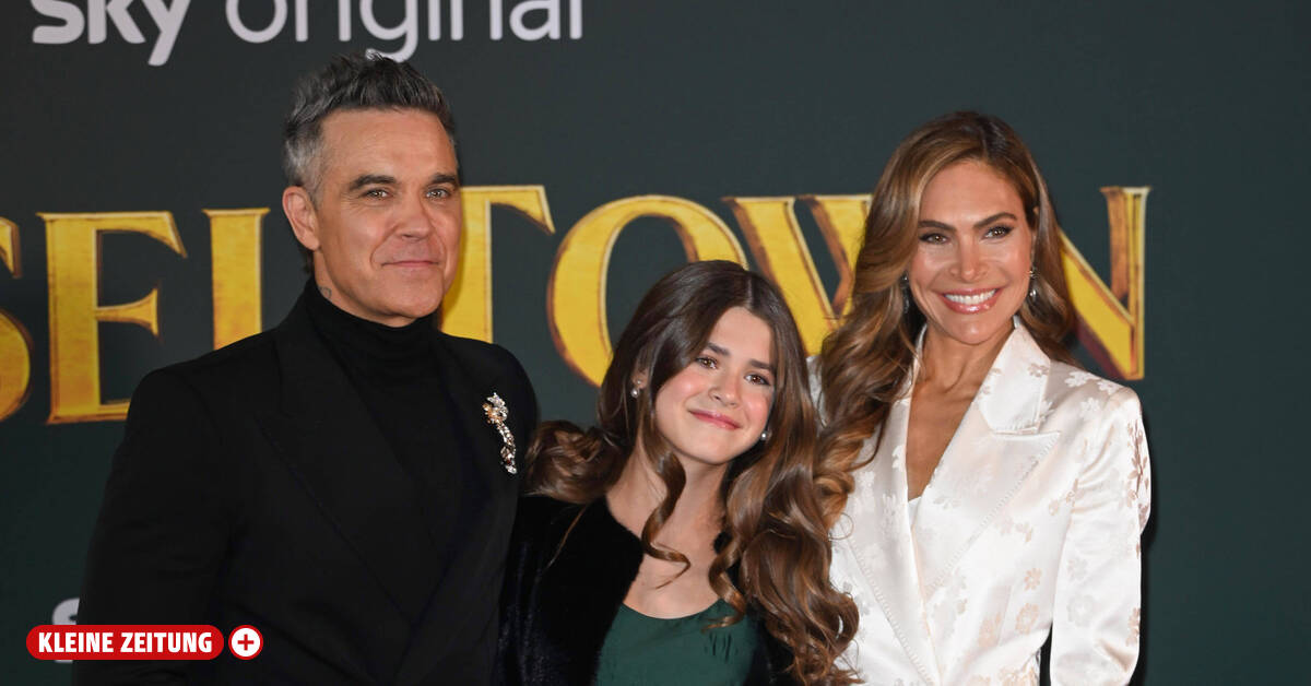 Robbie Williams und Ayda Field standen mit Tochter am Roten Teppich