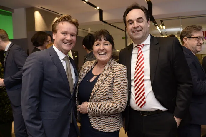 IV-Präsident Georg Knill, Zweite Landtagspräsidentin Manuela Khom und Messe-Boss Armin Egger