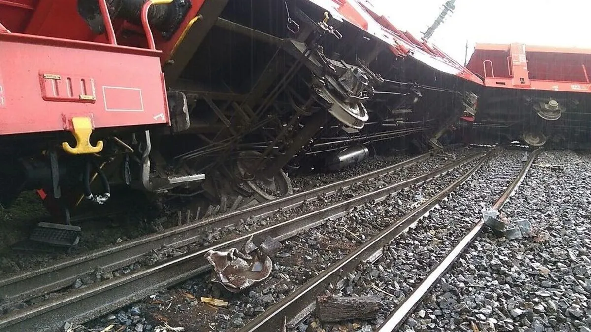 Ein Güterzug entgleiste in St. Barbara im Mürztal, als er auf eine Mure auffuhr