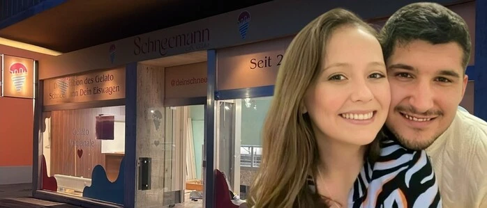 Schneemann und Schneefrau: Jheniffer Silveira mit ihrem Mann Leandro Dagostin