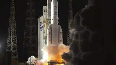 Die Rakete startete vom vom Weltraumbahnhof Kourou in Französisch-Guayana