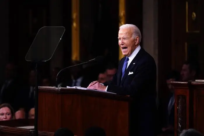 March 7, 2024, Washington, District Of Columbia, USA: US President Joe Biden delivers his third State of the Union address in the House Chamber of the US Capitol in Washington, DC, USA, 07 March 2024 Washington USA - ZUMAs152 20240307_faa_s152_122 Copyright: xShawnxThewx-xPoolxviaxCNPx
