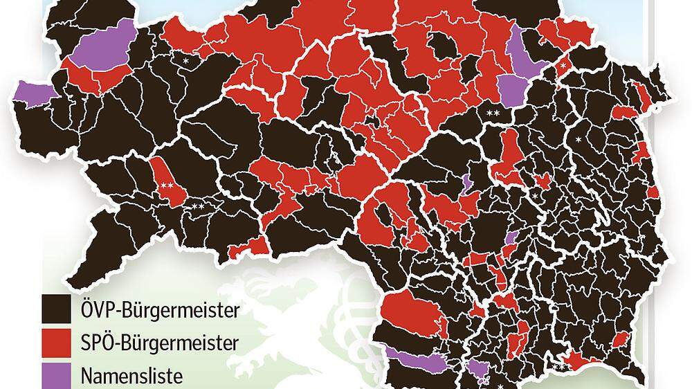 So sieht die neue steirische "Bürgermeister-Landkarte" aus