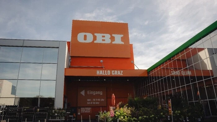 Außenansicht des erneuerten OBI-Markts in Graz