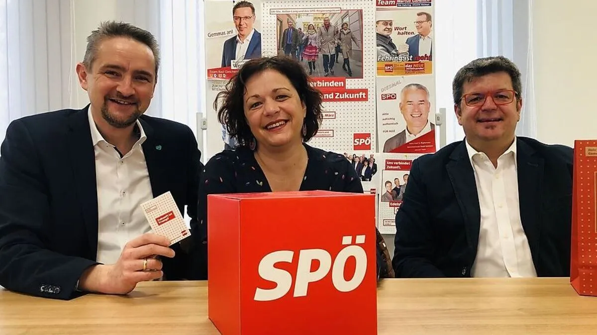 SPÖ-Bezirkschefin Cornelia Schweiner, Tieschens Bürgermeister Martin Weber (li.) und Bezirksparteisekretär Alois Hirschmann wollen die 103-SPÖ-Mandate im Bezirk halten.