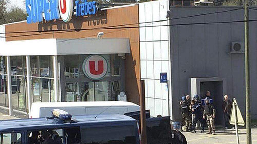 Bei einer Geiselnahme im Supermarkt &quot;Super U&quot; im französischen Trèbes kamen vier Menschen ums Leben