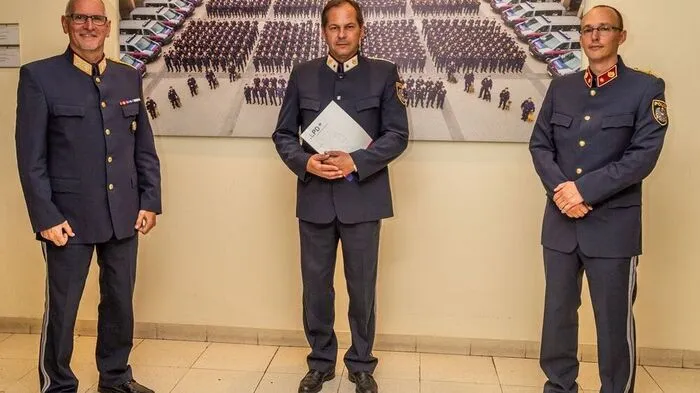 Landespolizeidirektor Edelbert Kohler, Chefinspektor Erich Gliber und Bezirkspolizeikommandant Michael Jaufer