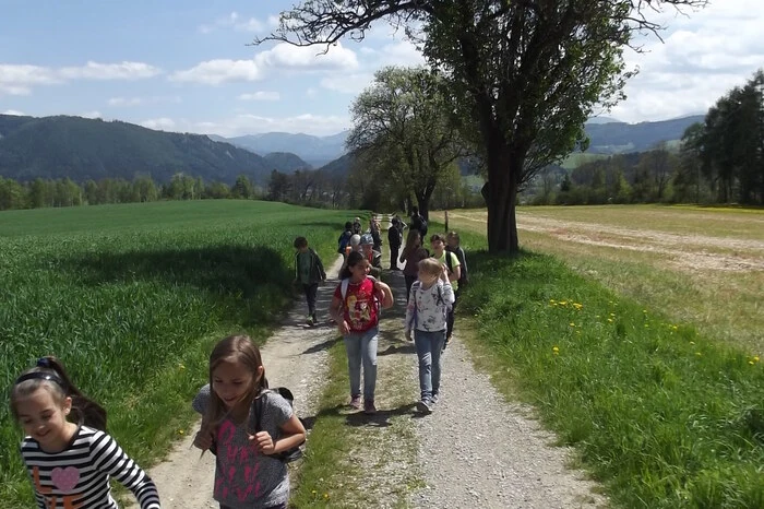 Während der Wanderung wurde von der Bibliothekarin immer wieder vorgelesen. Am Zehenthof gab es eine interessante Führung durch den Bauernhof. 