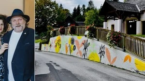 Ágota Szendrei und Andreas Bacher gestalteten die Betonmauer in der Nähe der Pfarrkirche Pack