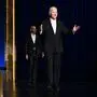 US President Joe Biden (R) gestures as he arrives onstage with former US President Barack Obama during a campaign fundraiser at the Peacock Theater in Los Angeles on June 15, 2024. (Photo by Mandel NGAN / AFP)