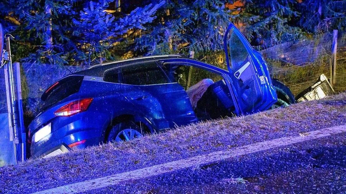Ein Fahrzeug landete im Straßengraben