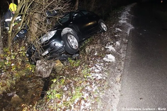 Zum Glück wurde niemand verletzt. Das Fahrzeug wurde mittels Kran aus dem Bachbett gehoben und anschließend abgeschleppt.