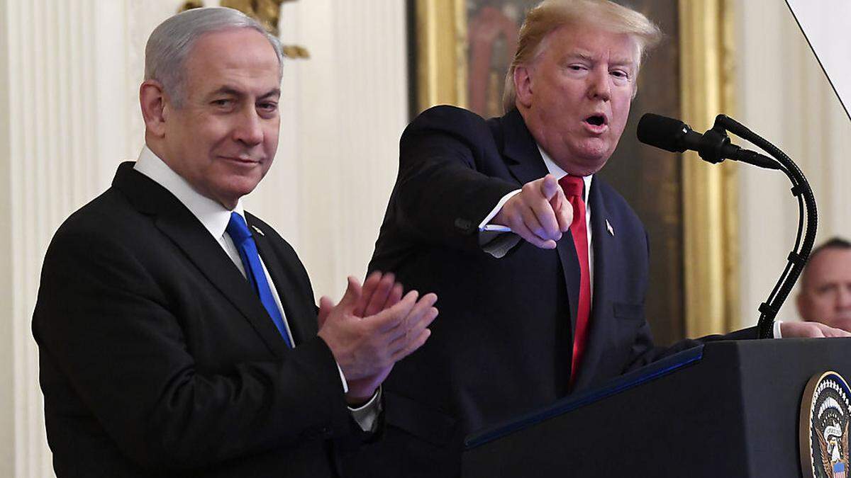 Netanjahu und Trump bei der Pressekonferenz in Washington 