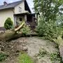 In Katzelsdorf, Ortsteil von Maierdorf, stürzten Bäume auf Gebäude