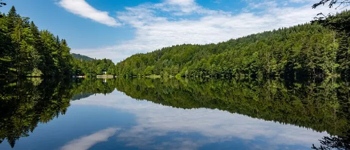 Der Nussensee im Salzkammergut (Sujetbild) bei normalem Wasserstand. Derzeit ist der See stark ausgetrocknet