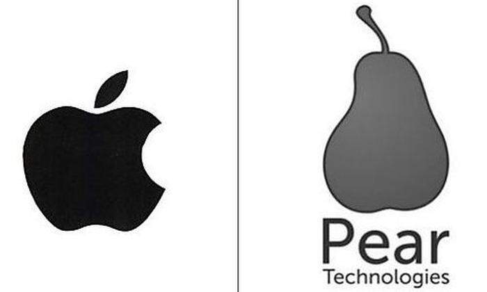 Links das Apple-Logo, recht jenes von Pear Technologies