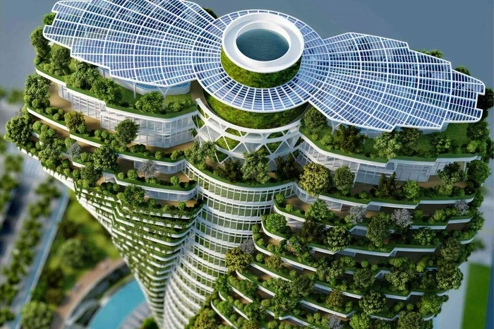 Inspiriert von der Doppelhelix der DNA ist der „Agora Garden Tower“ in Taipeh. Das 20-stöckige Gebäude von Architekt Vincent Callebaut soll im September fertig- gestellt werden und mit seiner Begrünung rund 130 Tonnen CO2 im Jahr absorbieren.