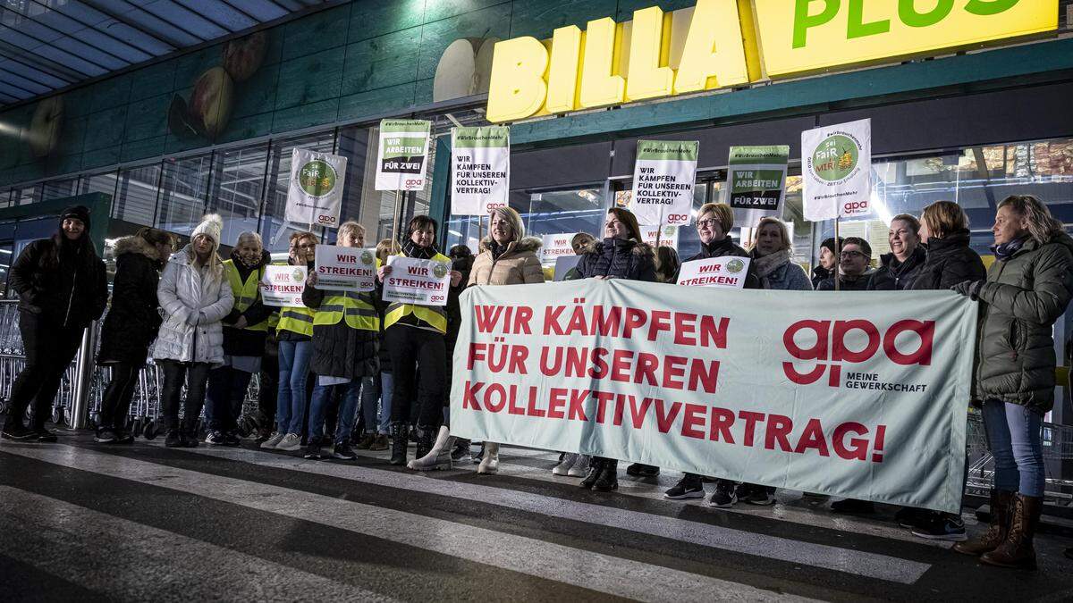 Protest Handel Streik Arbeit KV KV-Verhandlung Verhandlung abgebrochen GPA Billa 