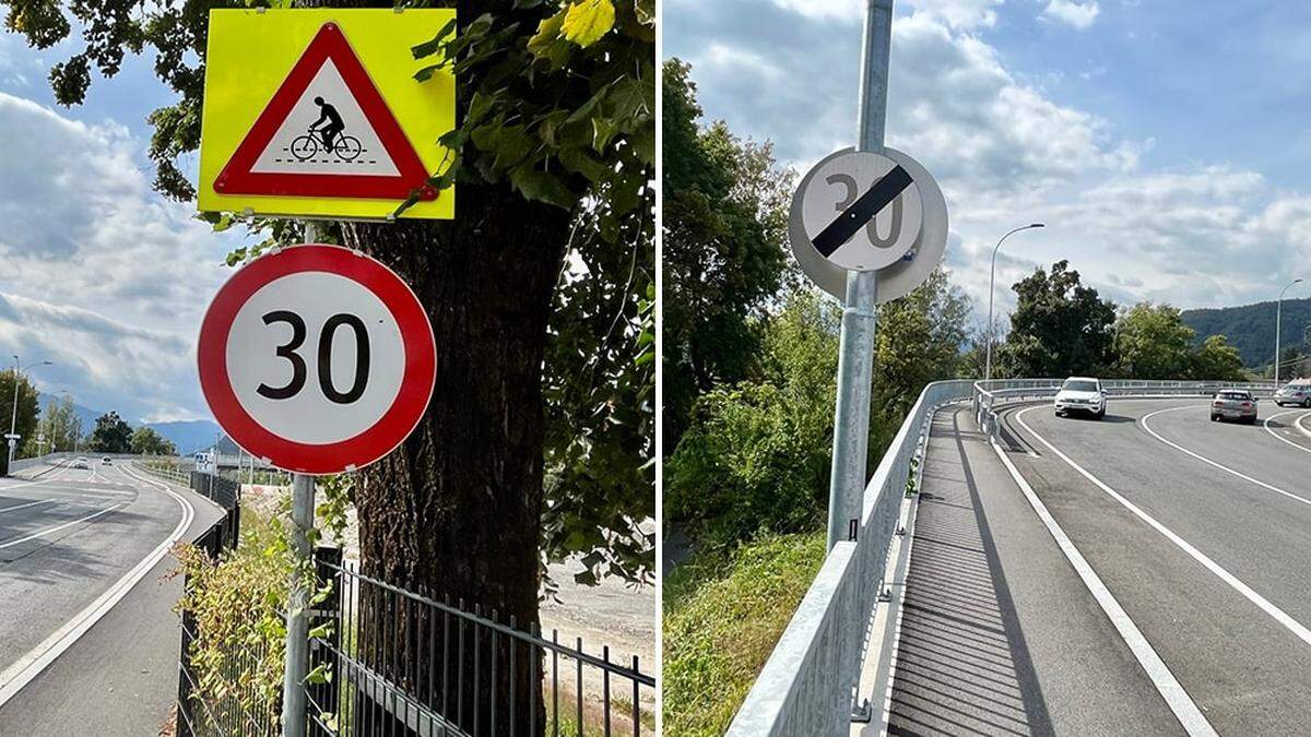 Die 30-km/h-Beschränkung beginnt auf Höhe &quot;Rad und Service&quot; und endet noch vor der Kilzerbrücke