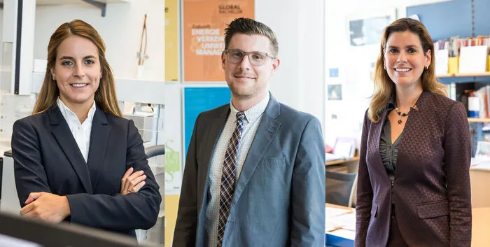 Von links: Beispiele für erfolgreiche Karrieren an der FH JOANNEUM Miriam Ehrnhöfer-Reßler, Martin Gössl und Martina Windisch-König 