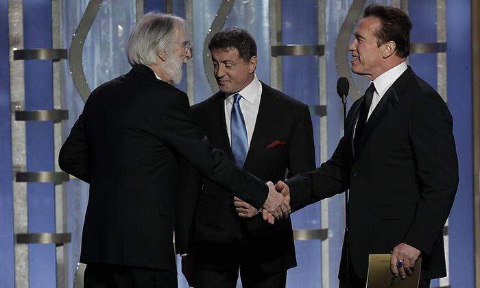 Denkwürdige Begegnung 2013 bei den Golden Globes: Haneke, Stallone, Schwarzenegger