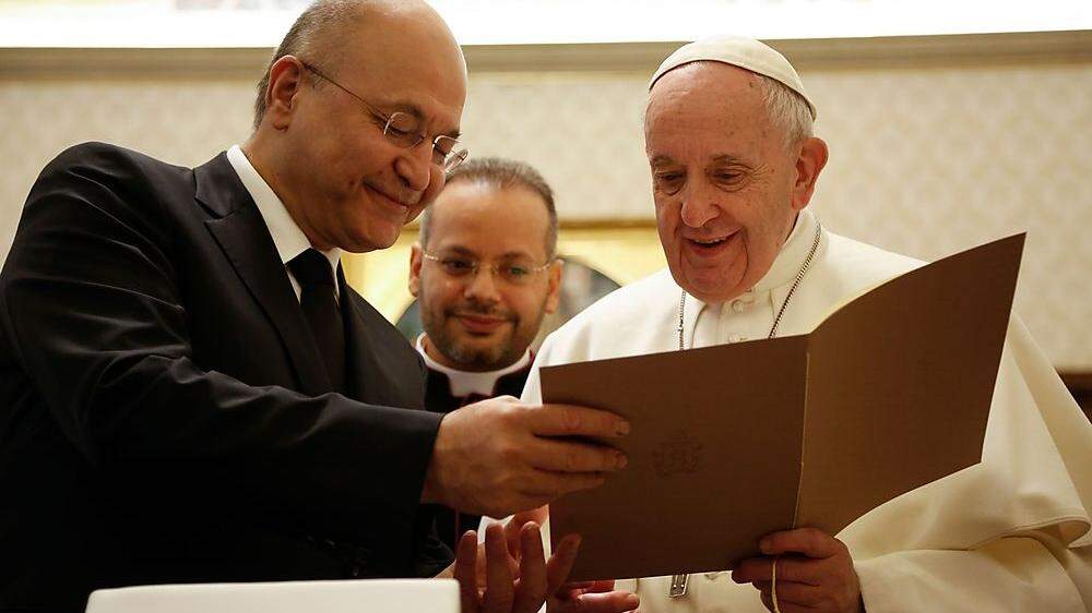 Papst Franziskus hat am Samstag bei einer Audienz den irakischen Präsidenten Barham Salih empfangen